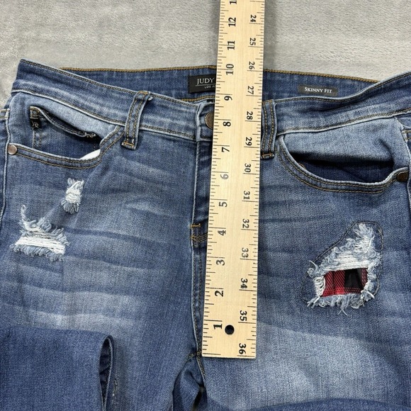 Judy Blue Jeans Womens 9/29 Blue Skinny Fit Stretch Medium Wash Denim Distressed - Picture 4 of 12